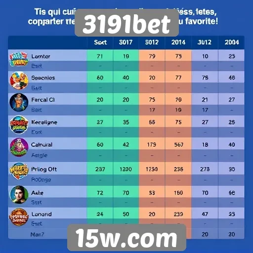Comparativo entre jogos oferecidos no 3191bet